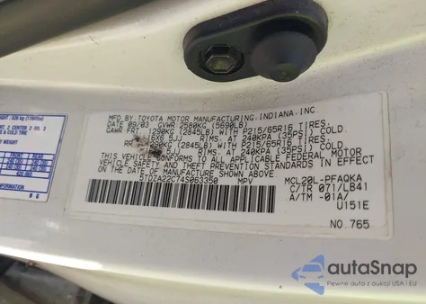 2004 Toyota Sienna Xle из США, поврежденный, VIN 5TDZA22C74S063350